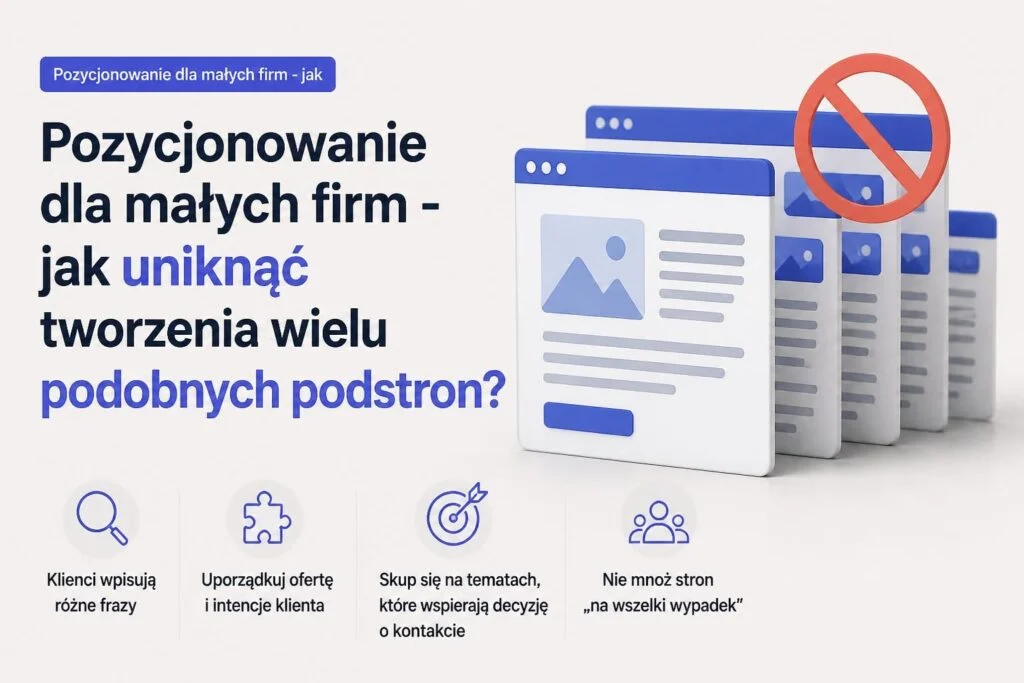 Pozycjonowanie dla małych firm - jak uniknąć tworzenia wielu podobnych podstron?